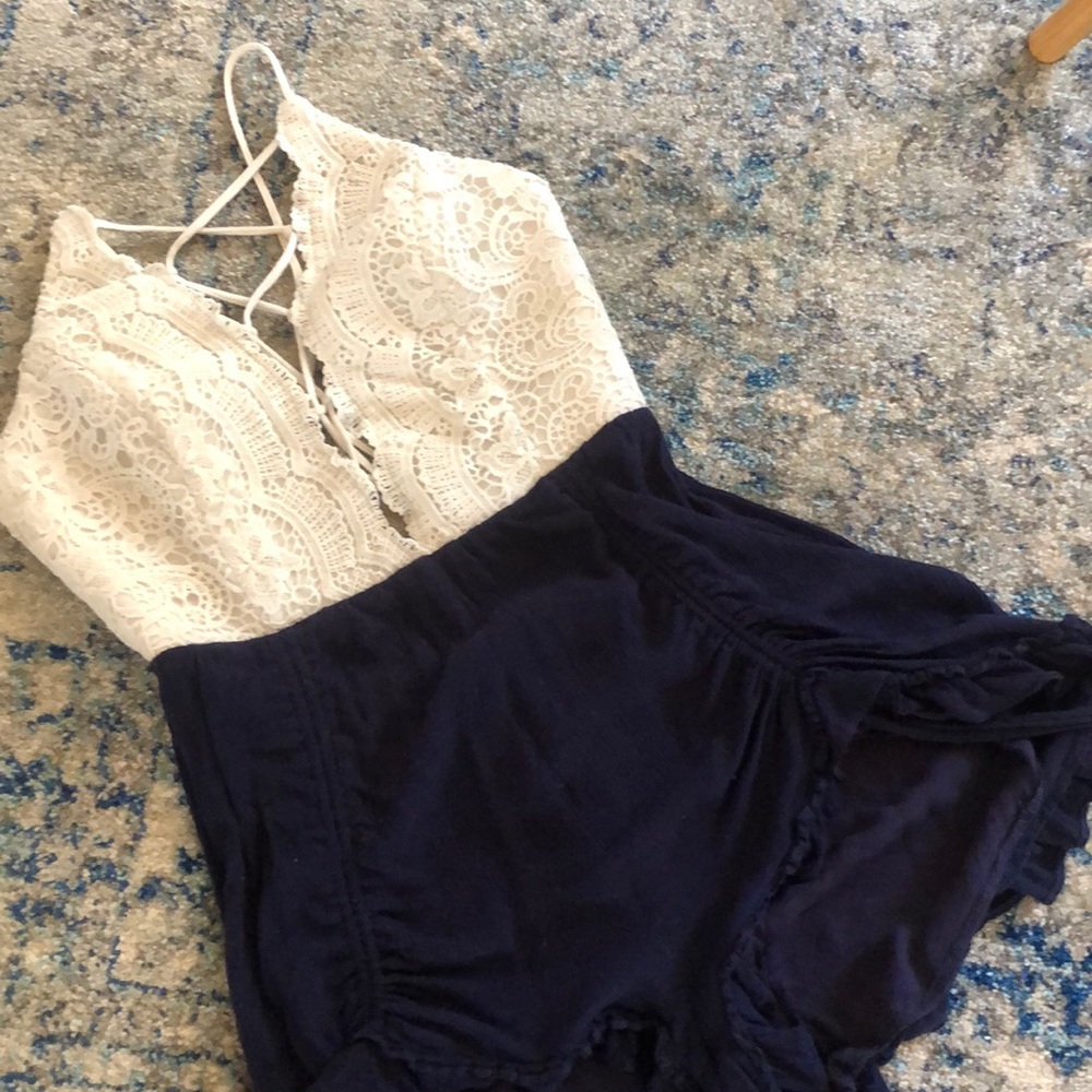 Backless Two-Tone Romper